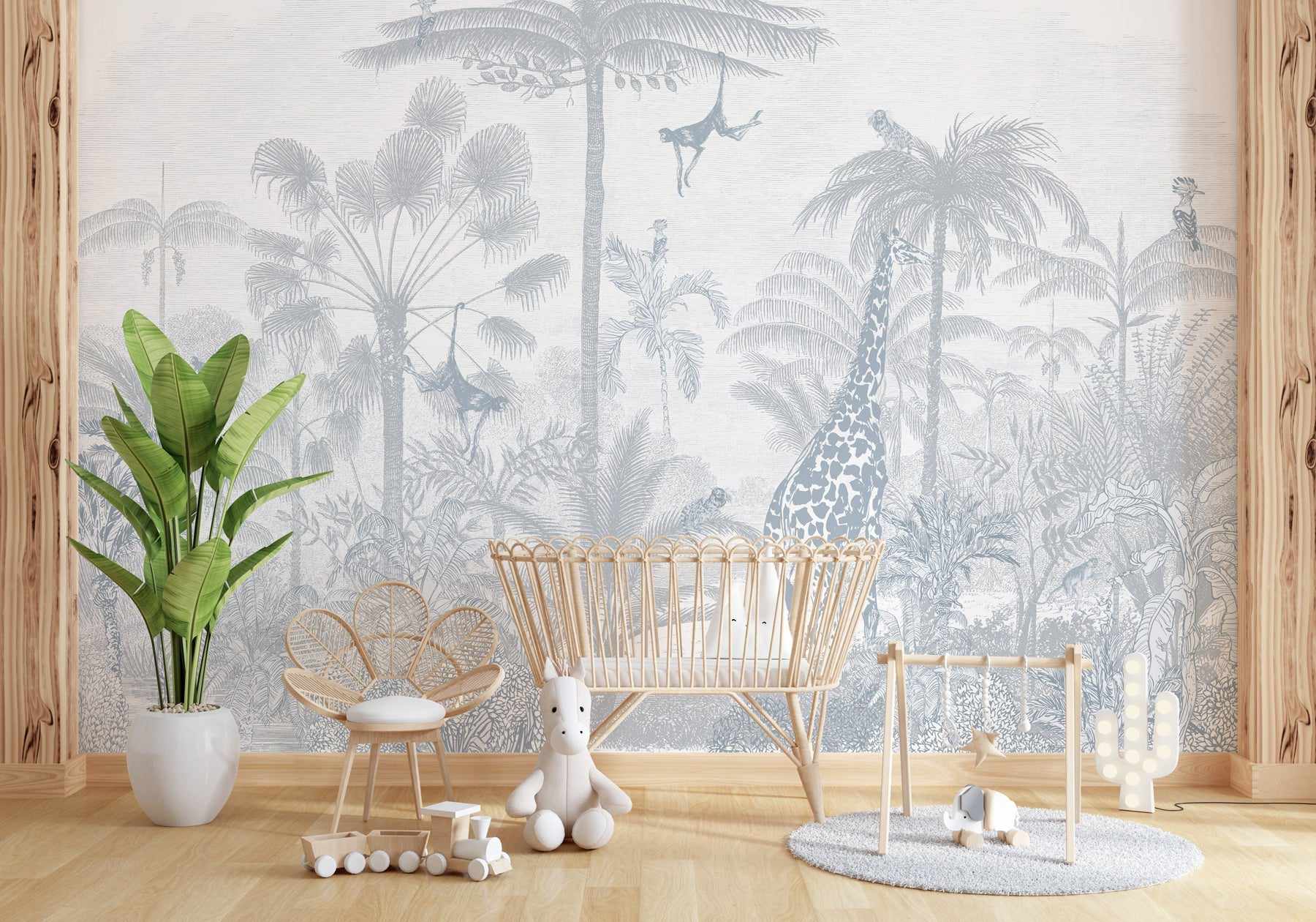 SALE Vintage Jungle in Powder Blue Wallpaper Mural from Olive et Oriel where you can shop wallpaper and artworks online