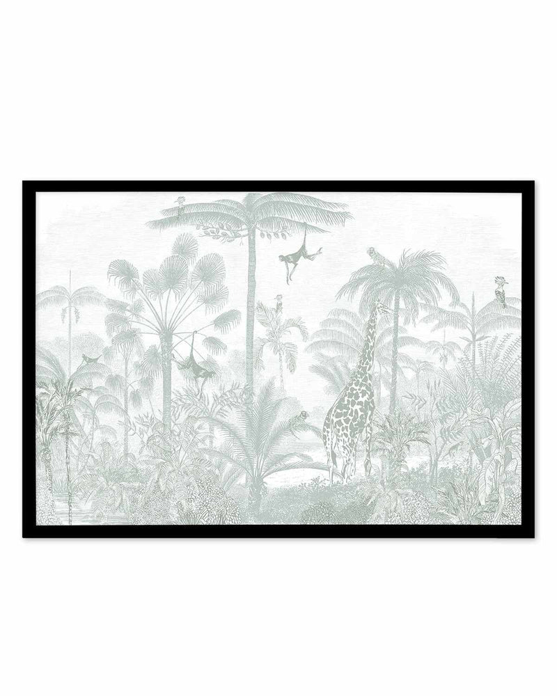 Vintage Jungle in Soft Sage Art Print