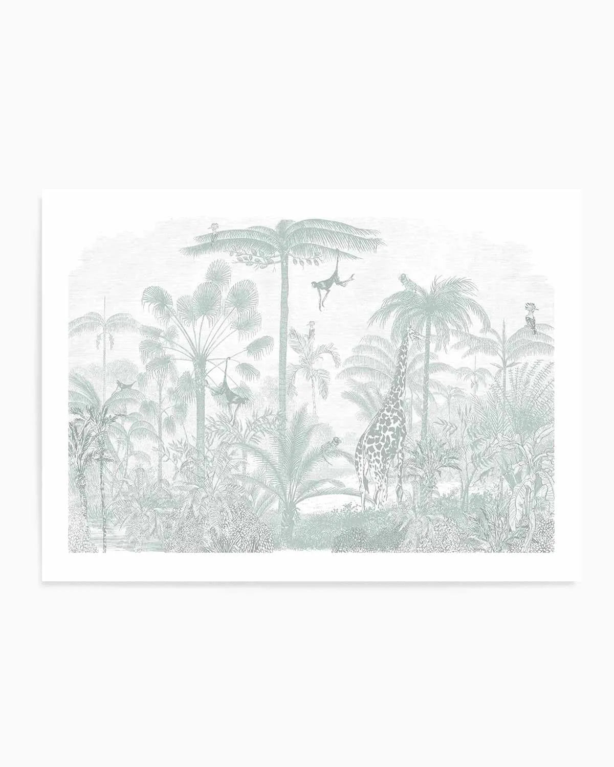 Vintage Jungle in Soft Sage Art Print from Olive et Oriel where you can shop wallpaper and artworks online