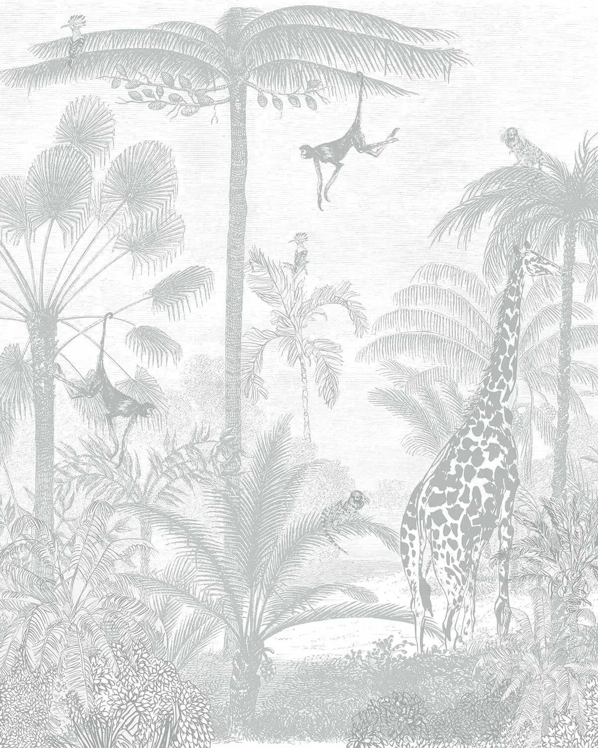 Vintage Jungle in Soft Sage Wallpaper Mural-Wallpaper-Buy Kids Removable Wallpaper Online Our Custom Made Children√¢‚Ç¨‚Ñ¢s Wallpapers Are A Fun Way To Decorate And Enhance Boys Bedroom Decor And Girls Bedrooms They Are An Amazing Addition To Your Kids Bedroom Walls Our Collection of Kids Wallpaper Is Sure To Transform Your Kids Rooms Interior Style From Pink Wallpaper To Dinosaur Wallpaper Even Marble Wallpapers For Teen Boys Shop Peel And Stick Wallpaper Online Today With Olive et Oriel