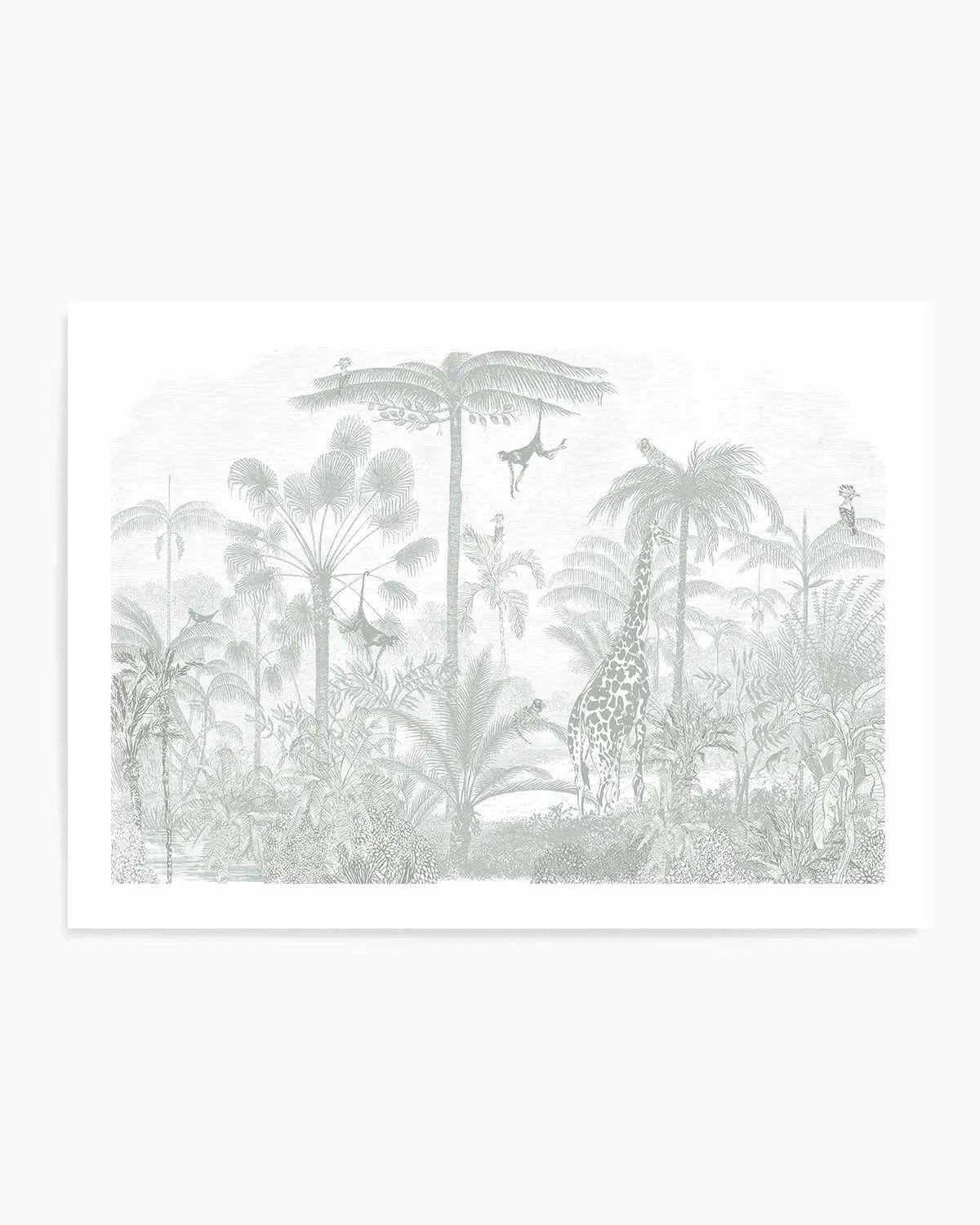 Vintage Jungle in Soft Sage Art Print from Olive et Oriel where you can shop wallpaper and artworks online