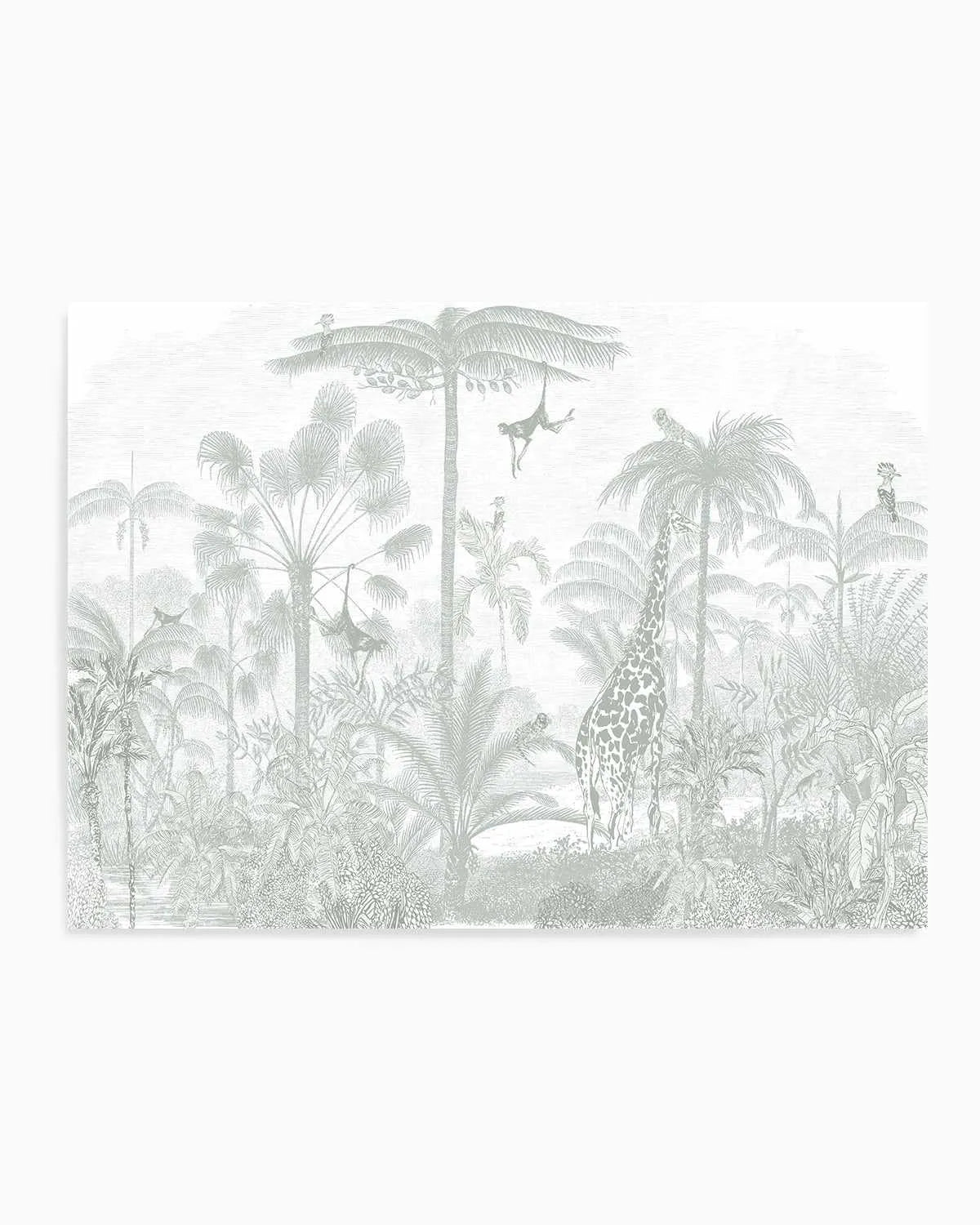 Vintage Jungle in Soft Sage Art Print from Olive et Oriel where you can shop wallpaper and artworks online