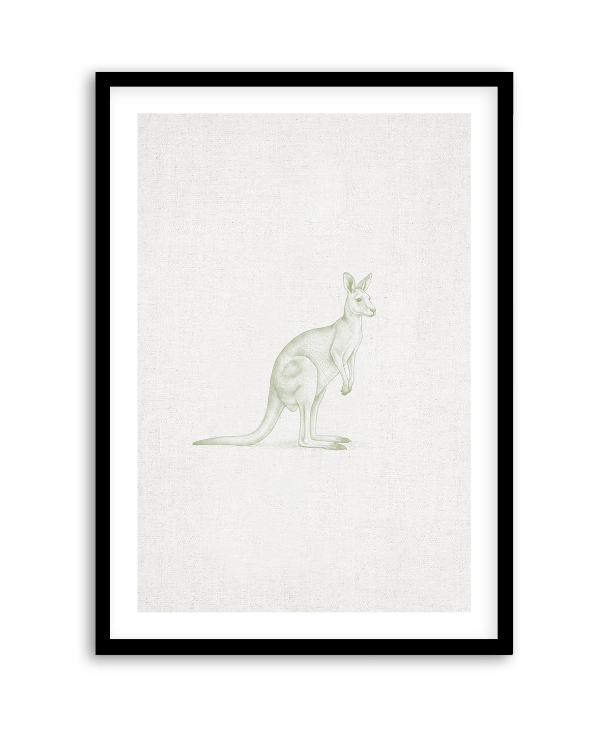 Vintage Kangaroo Australian Animals on Linen | Art Print