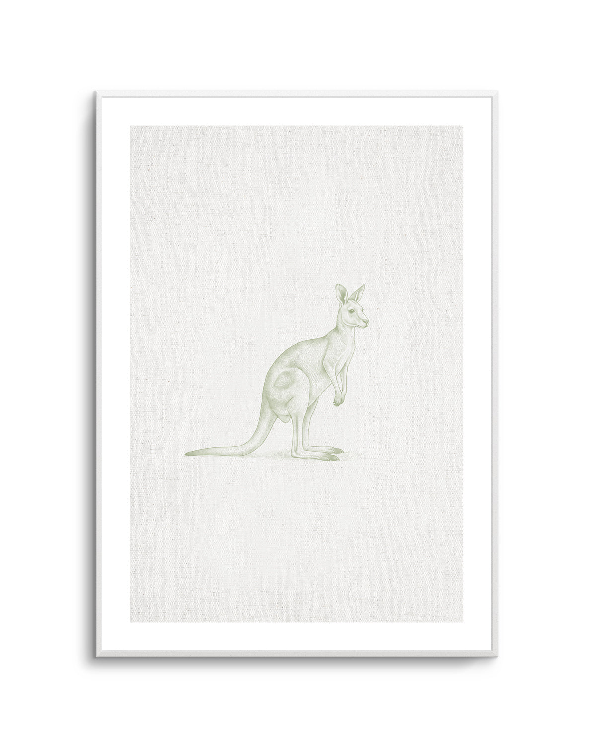 Vintage Kangaroo Australian Animals on Linen | Art Print
