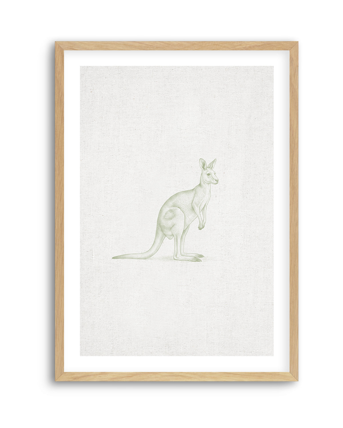 Vintage Kangaroo Australian Animals on Linen | Art Print
