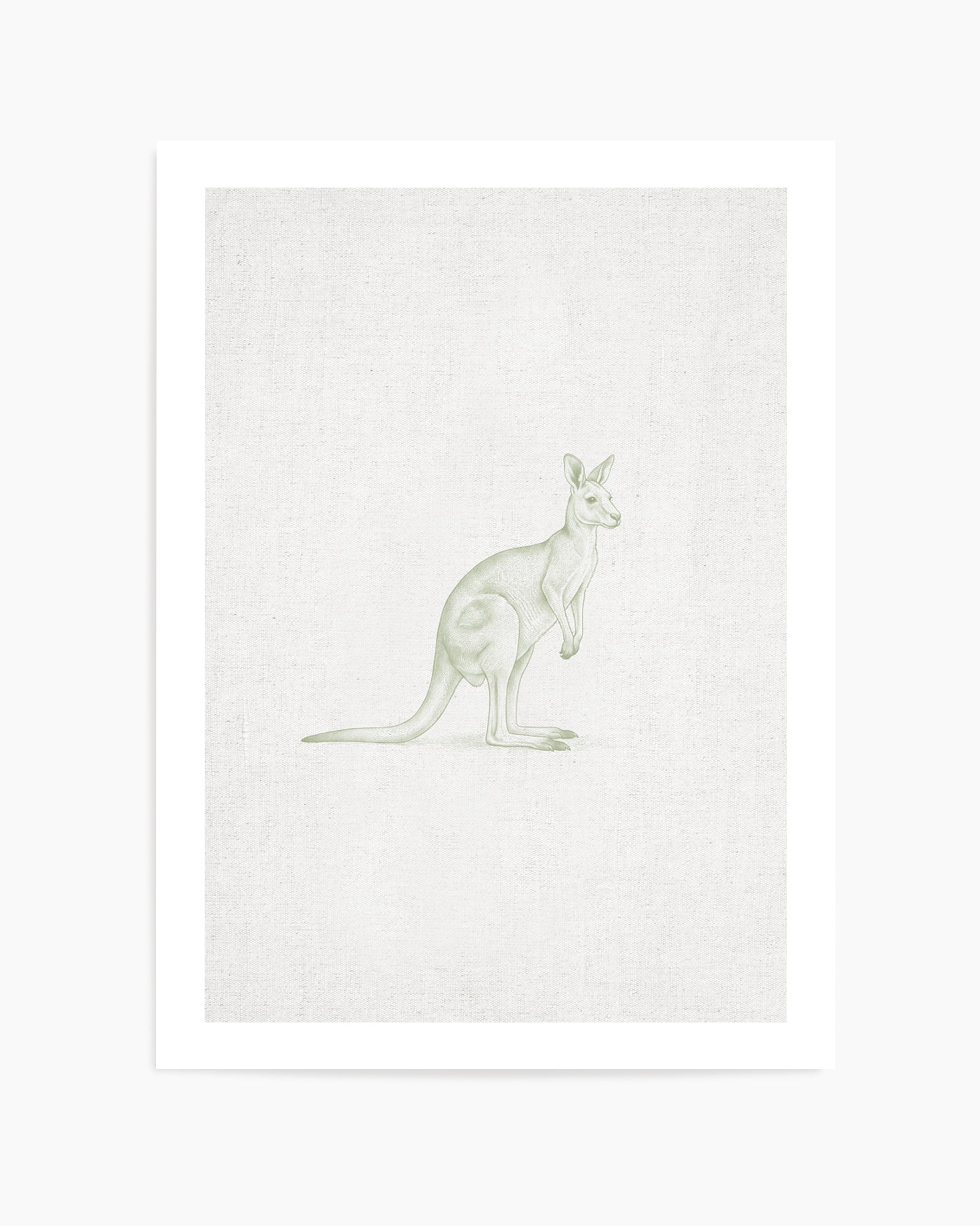 Vintage Kangaroo Australian Animals on Linen | Art Print