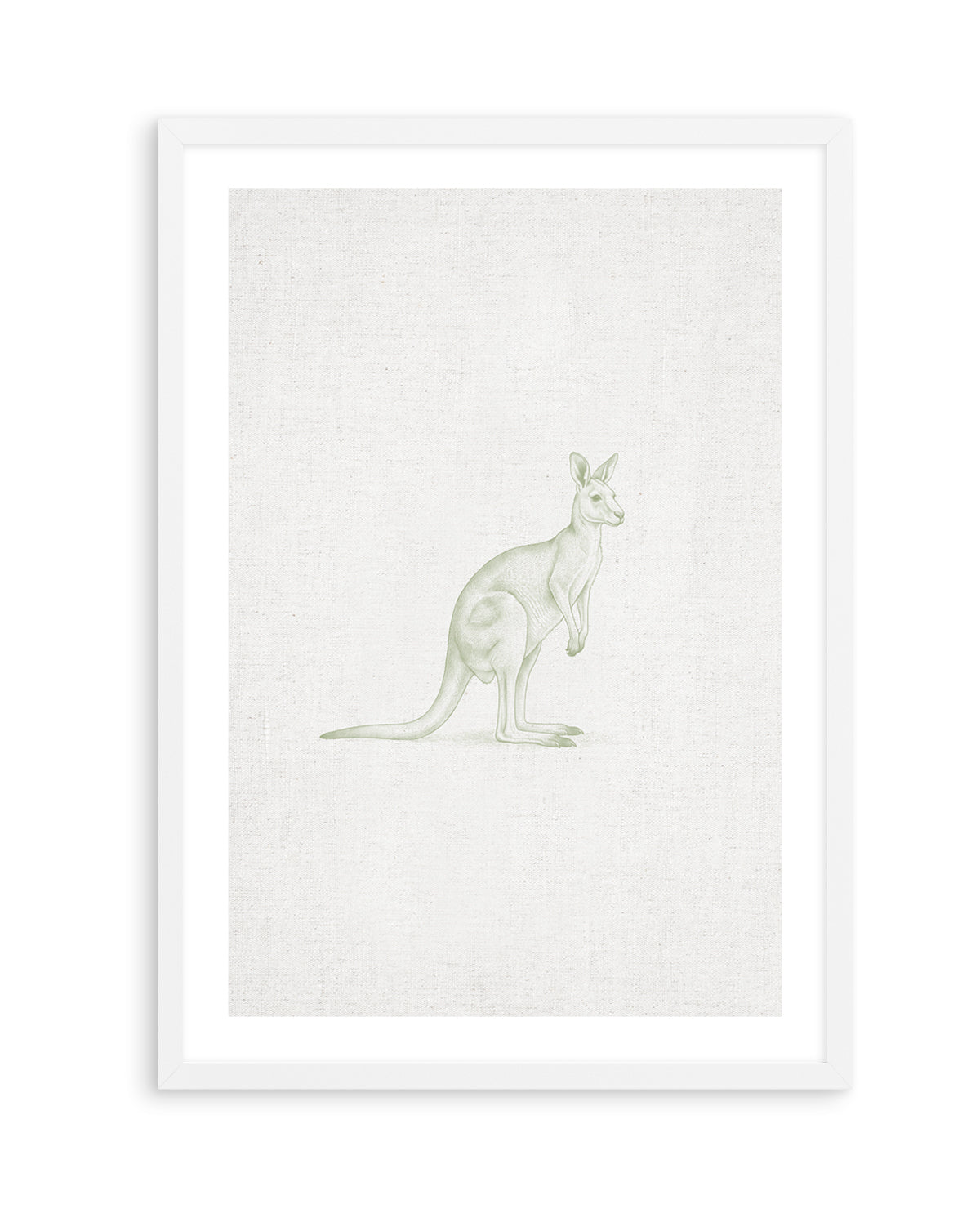 Vintage Kangaroo Australian Animals on Linen | Art Print