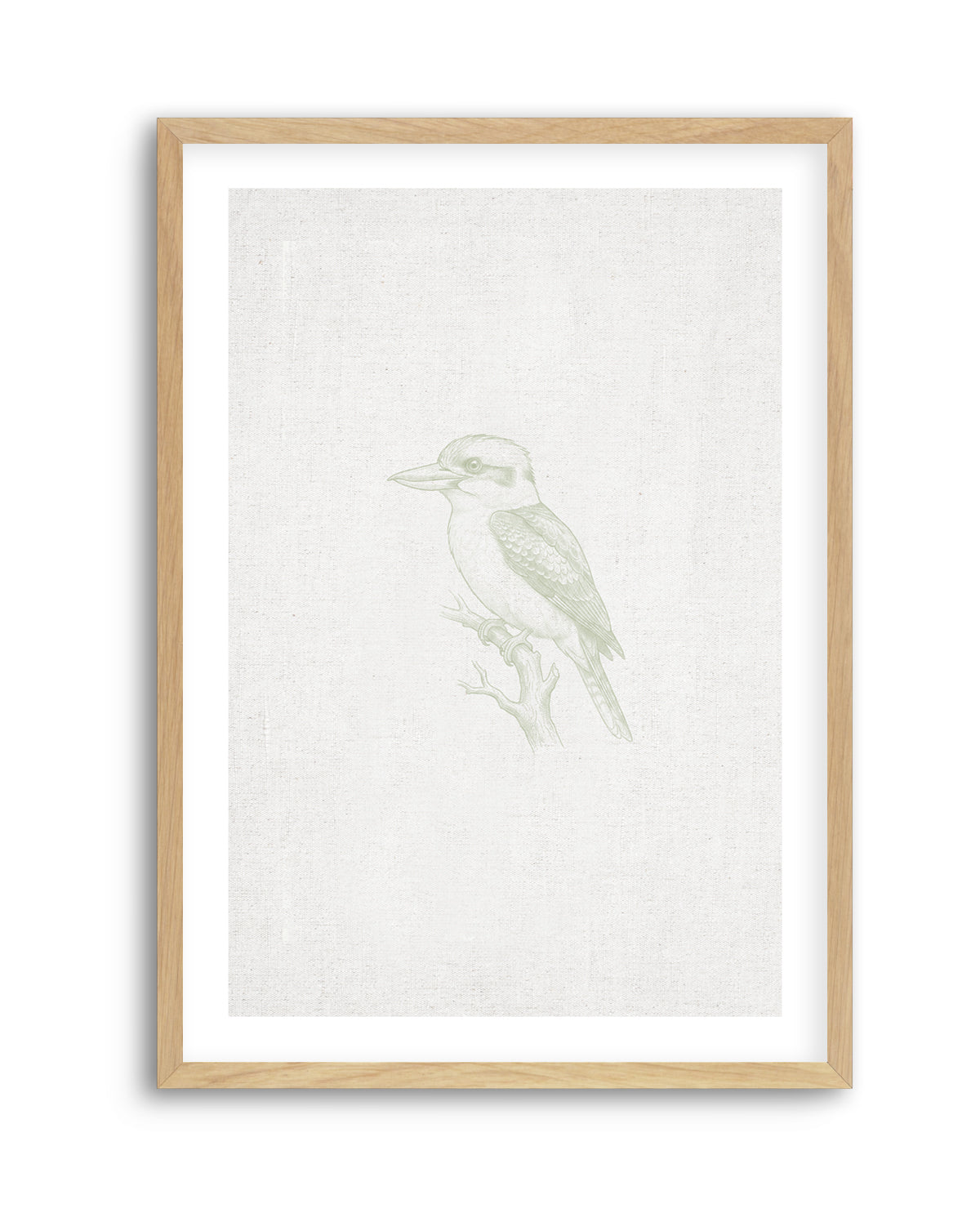 Vintage Kookaburra Australian Animals on Linen | Art Print