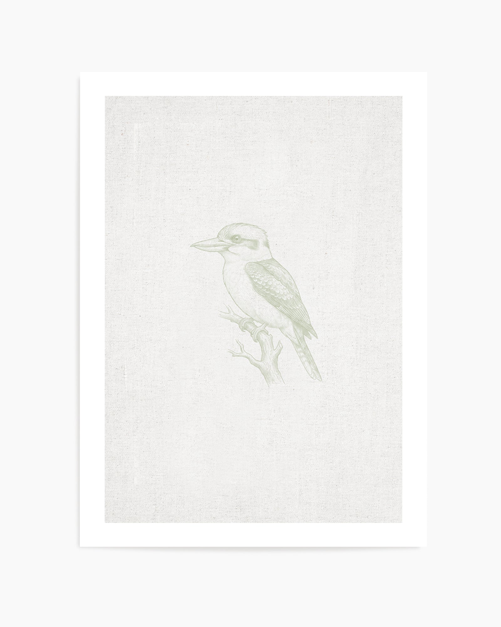 Vintage Kookaburra Australian Animals on Linen | Art Print