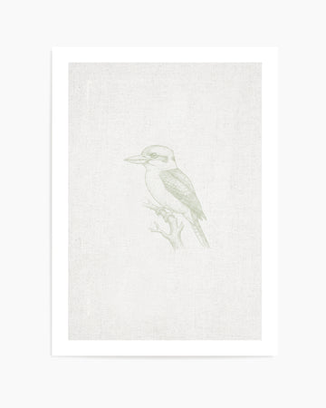 Vintage Kookaburra Australian Animals on Linen | Art Print