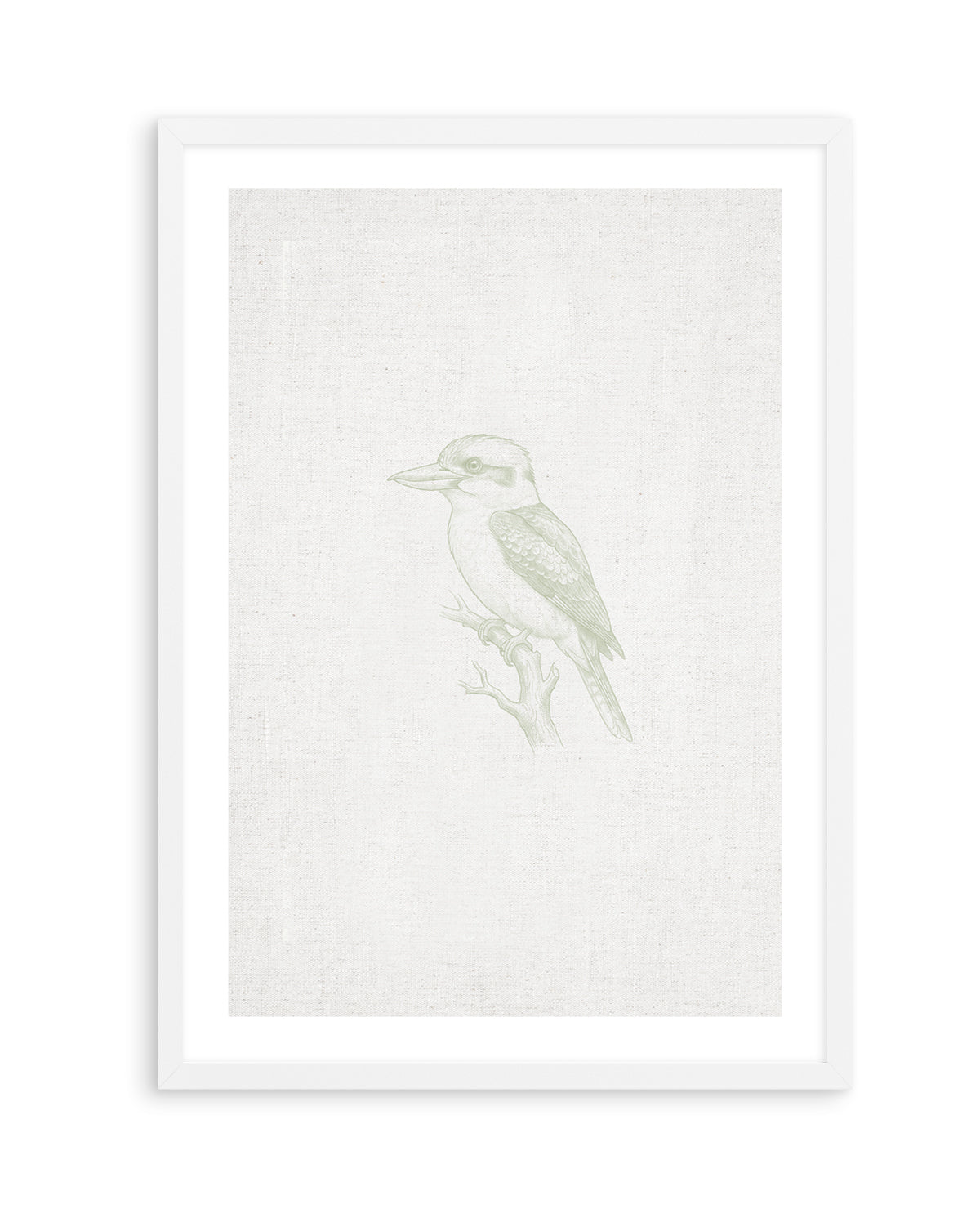 Vintage Kookaburra Australian Animals on Linen | Art Print
