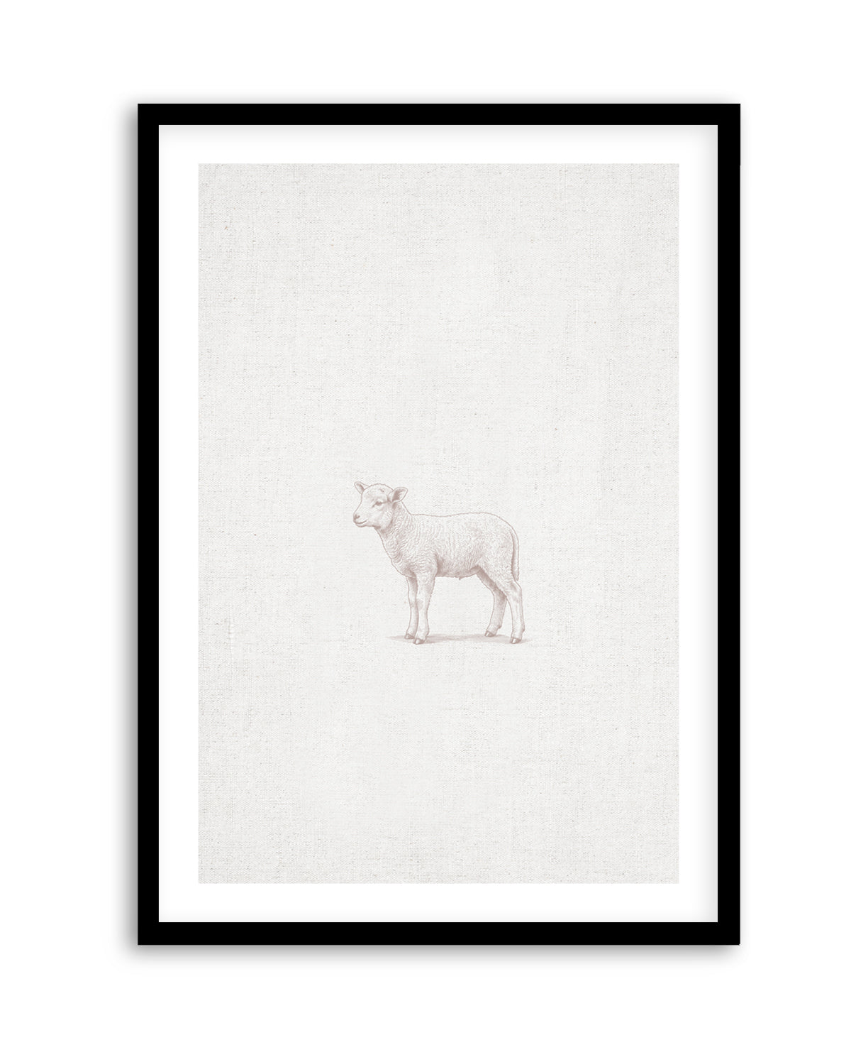 Vintage Lamb Farm Animals on Linen | Art Print