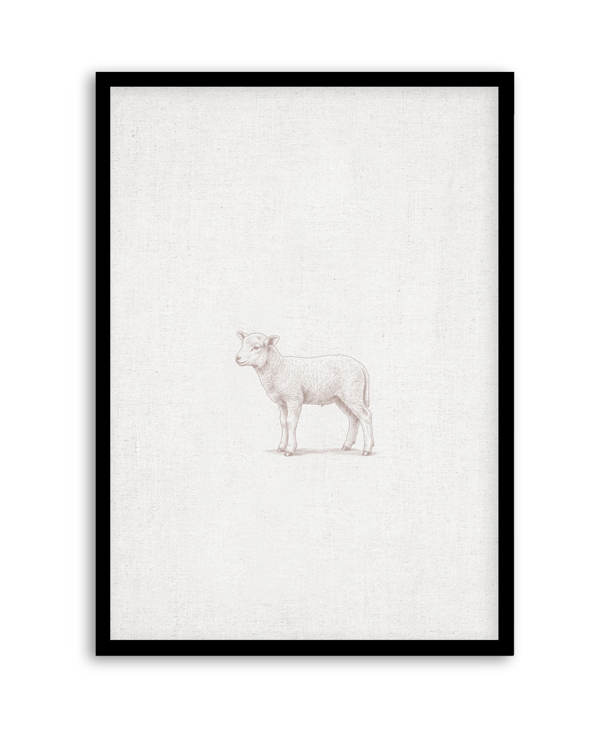 Vintage Lamb Farm Animals on Linen | Art Print