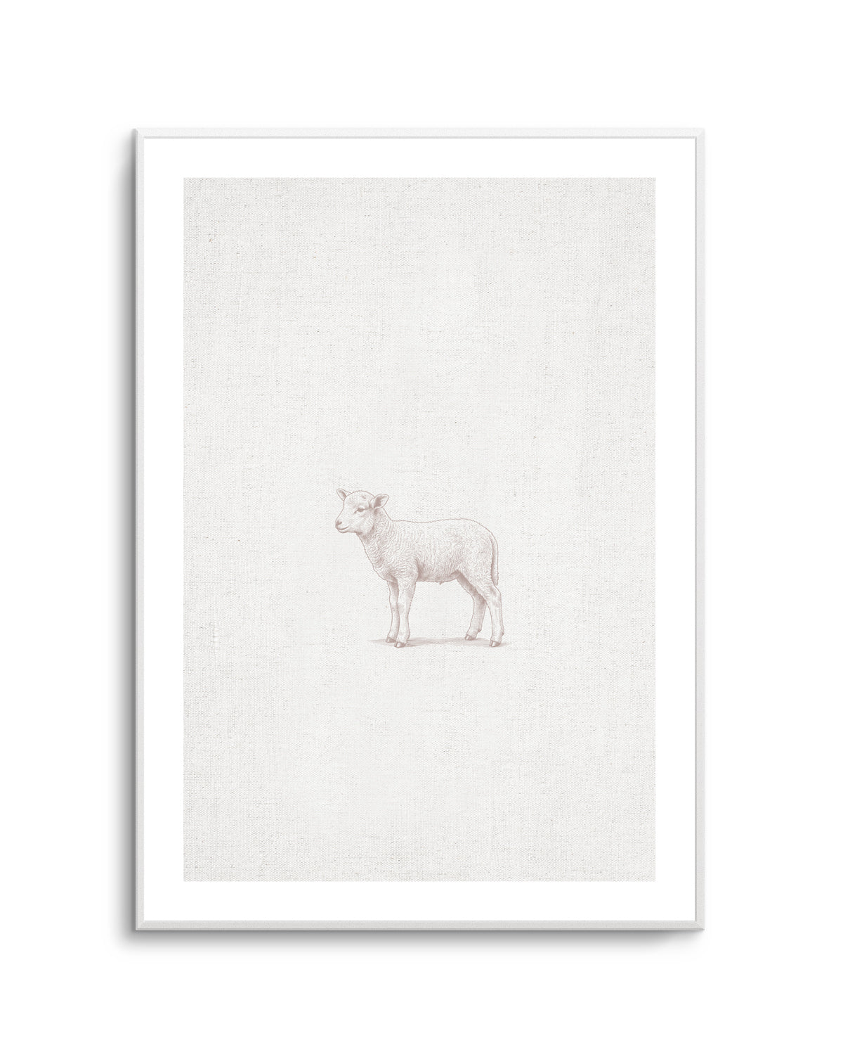 Vintage Lamb Farm Animals on Linen | Art Print
