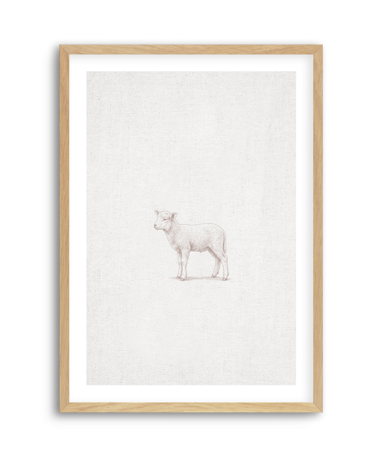 Vintage Lamb Farm Animals on Linen | Art Print