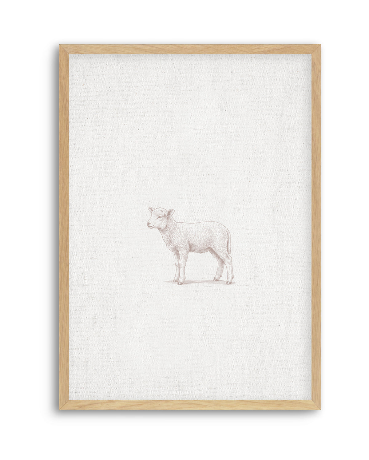 Vintage Lamb Farm Animals on Linen | Art Print