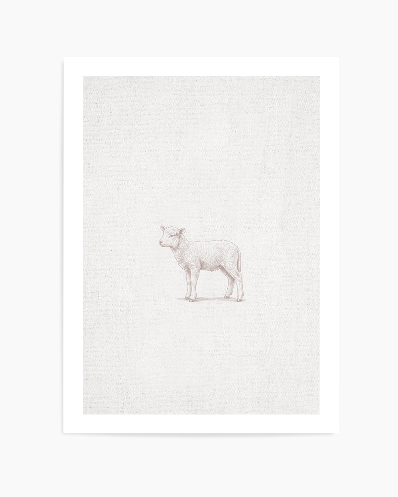 Vintage Lamb Farm Animals on Linen | Art Print