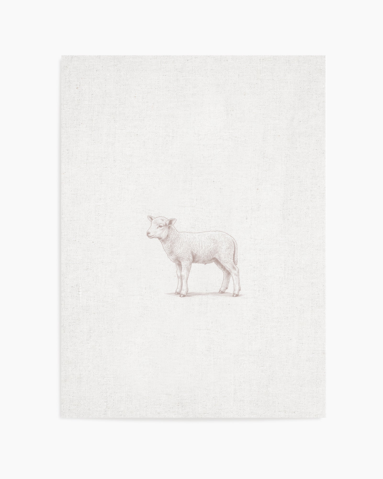 Vintage Lamb Farm Animals on Linen | Art Print