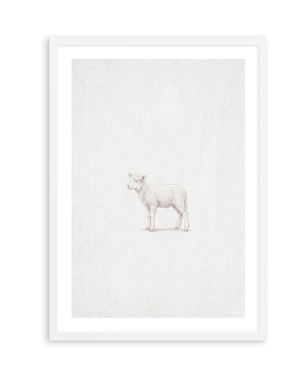 Vintage Lamb Farm Animals on Linen | Art Print