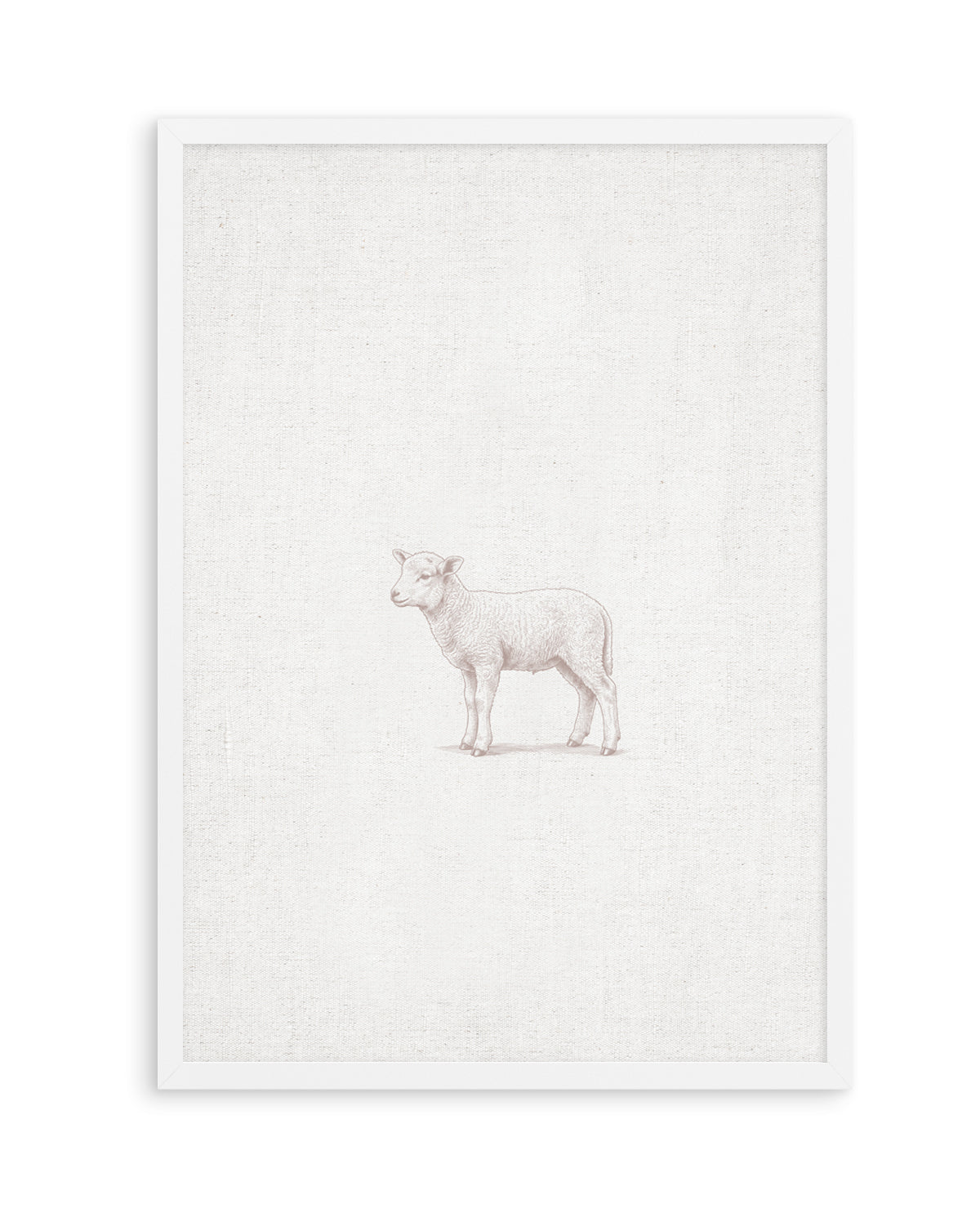 Vintage Lamb Farm Animals on Linen | Art Print
