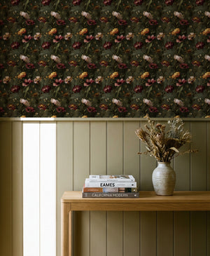 Vintage Meadow Bloom Wallpaper from Olive et Oriel where you can shop wallpaper and artworks online