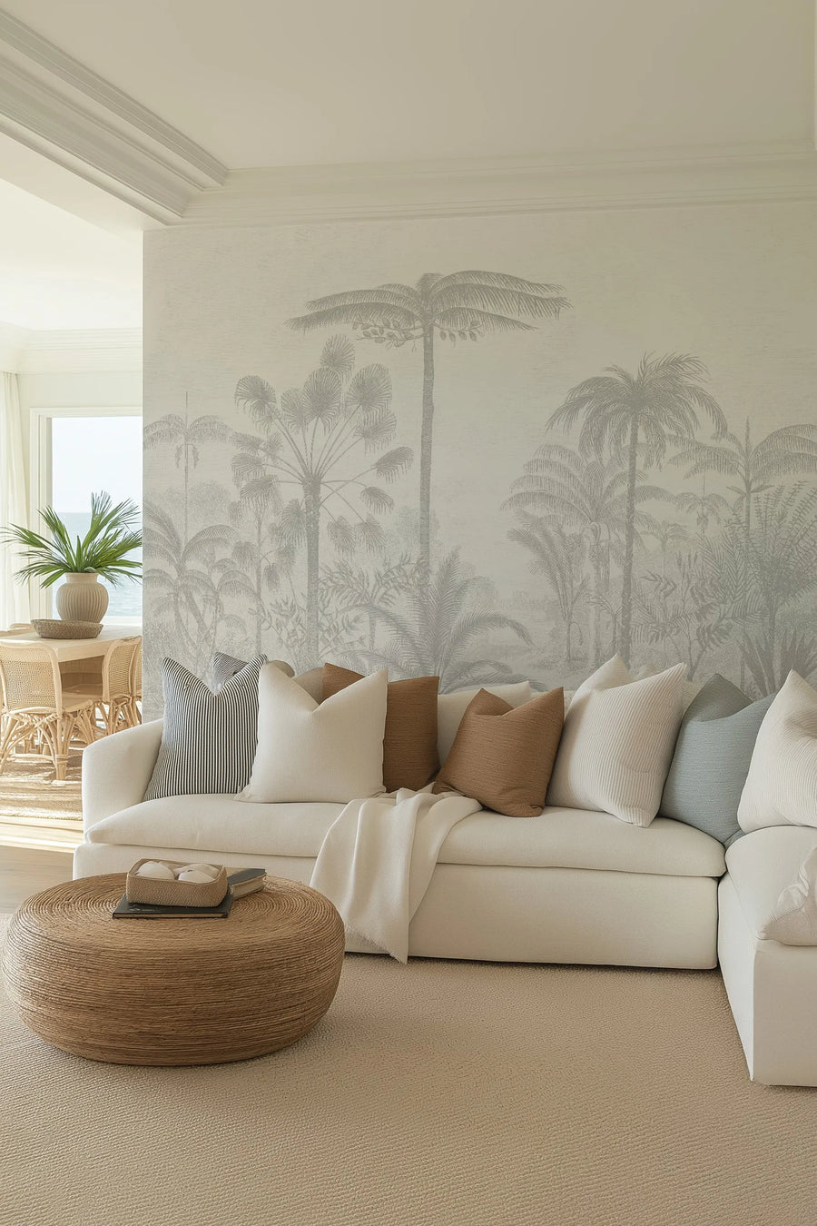 Vintage Palms Wallpaper Mural black black & white vintage wallpaper