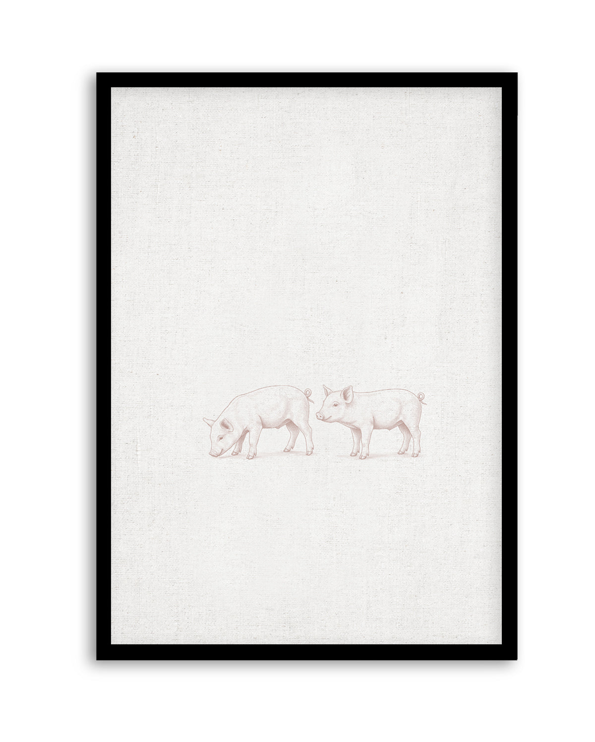 Vintage Piglets Farm Animals on Linen | Art Print