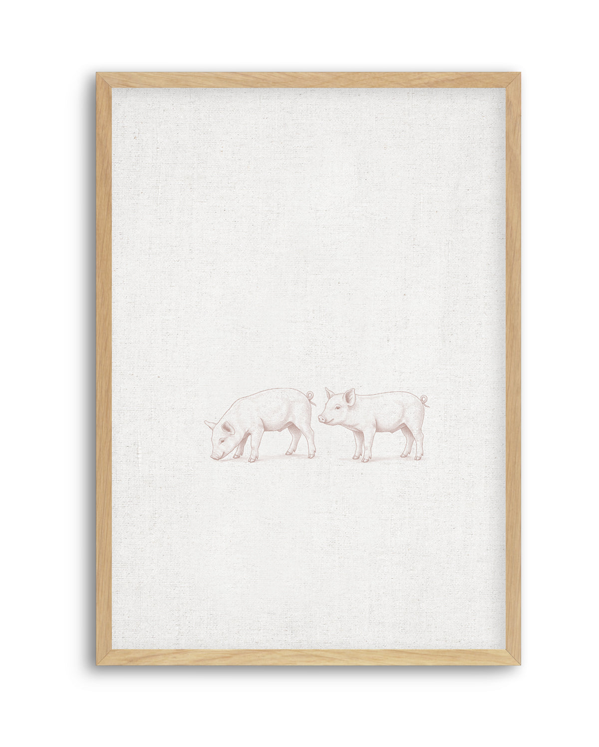 Vintage Piglets Farm Animals on Linen | Art Print