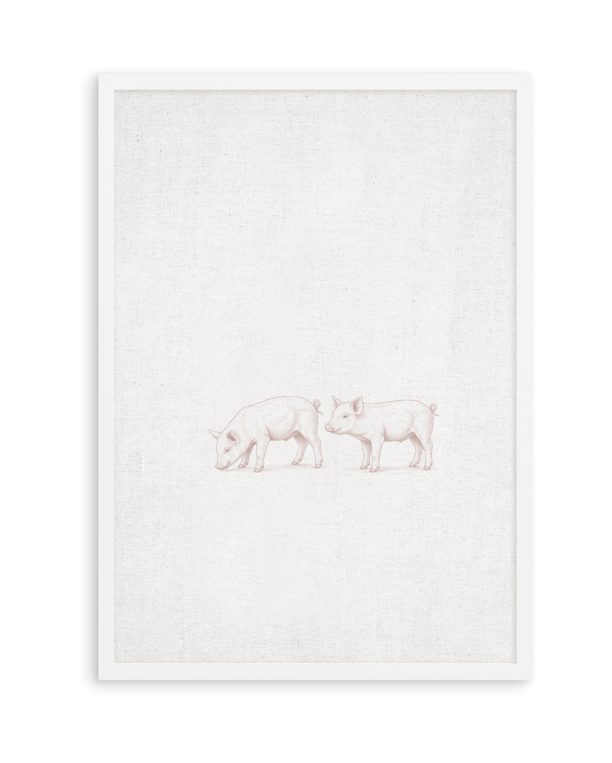 Vintage Piglets Farm Animals on Linen | Art Print
