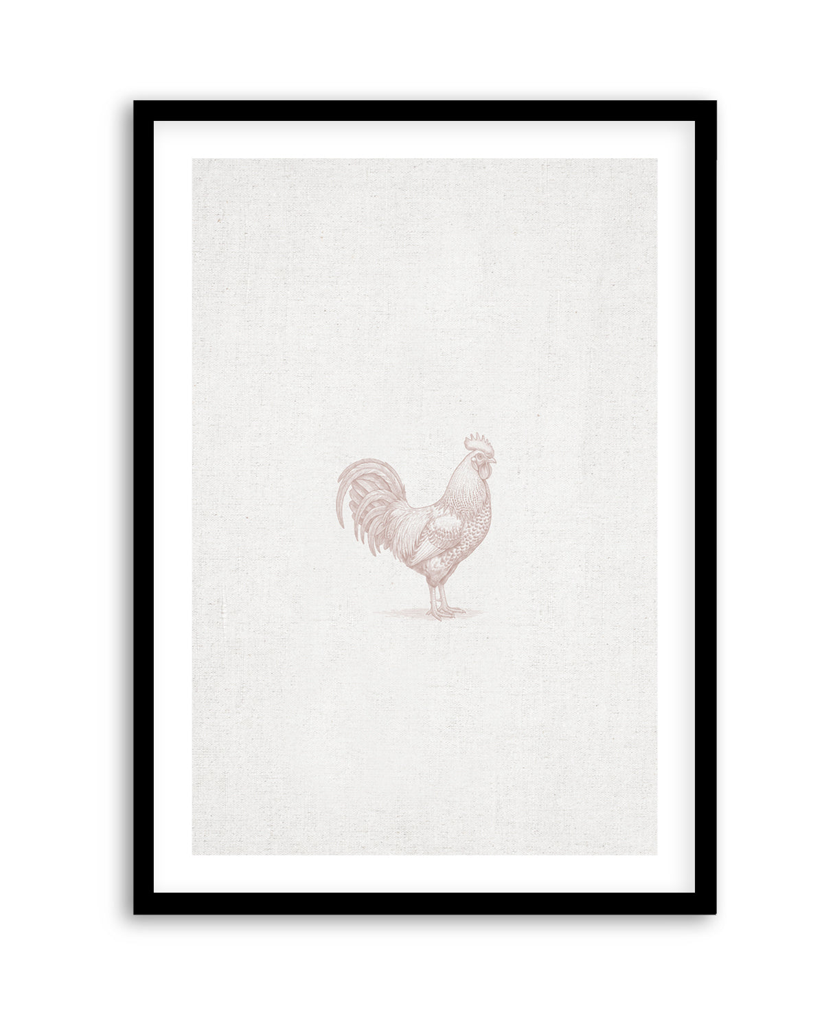Vintage Rooster Farm Animal on Linen | Art Print
