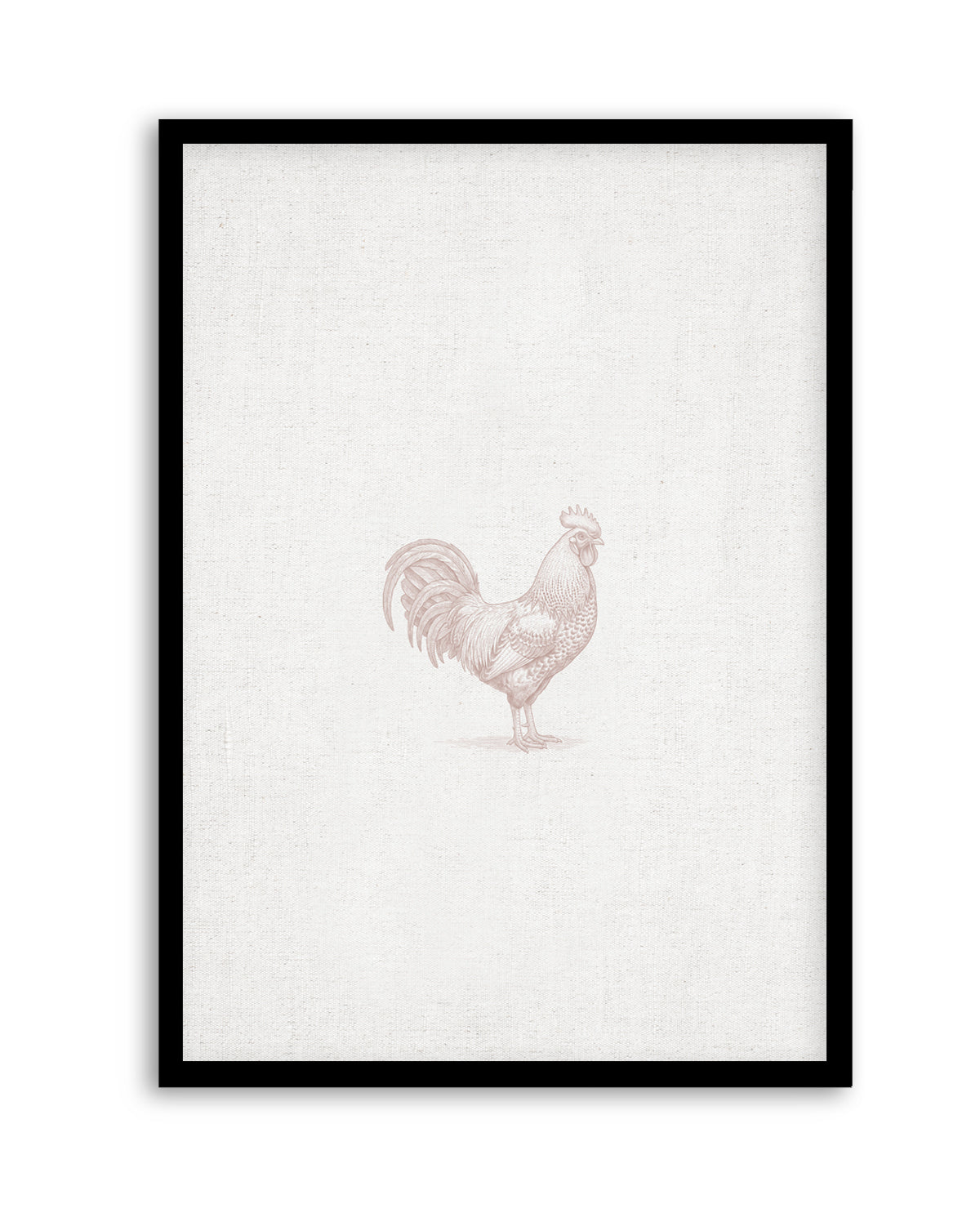 Vintage Rooster Farm Animal on Linen | Art Print
