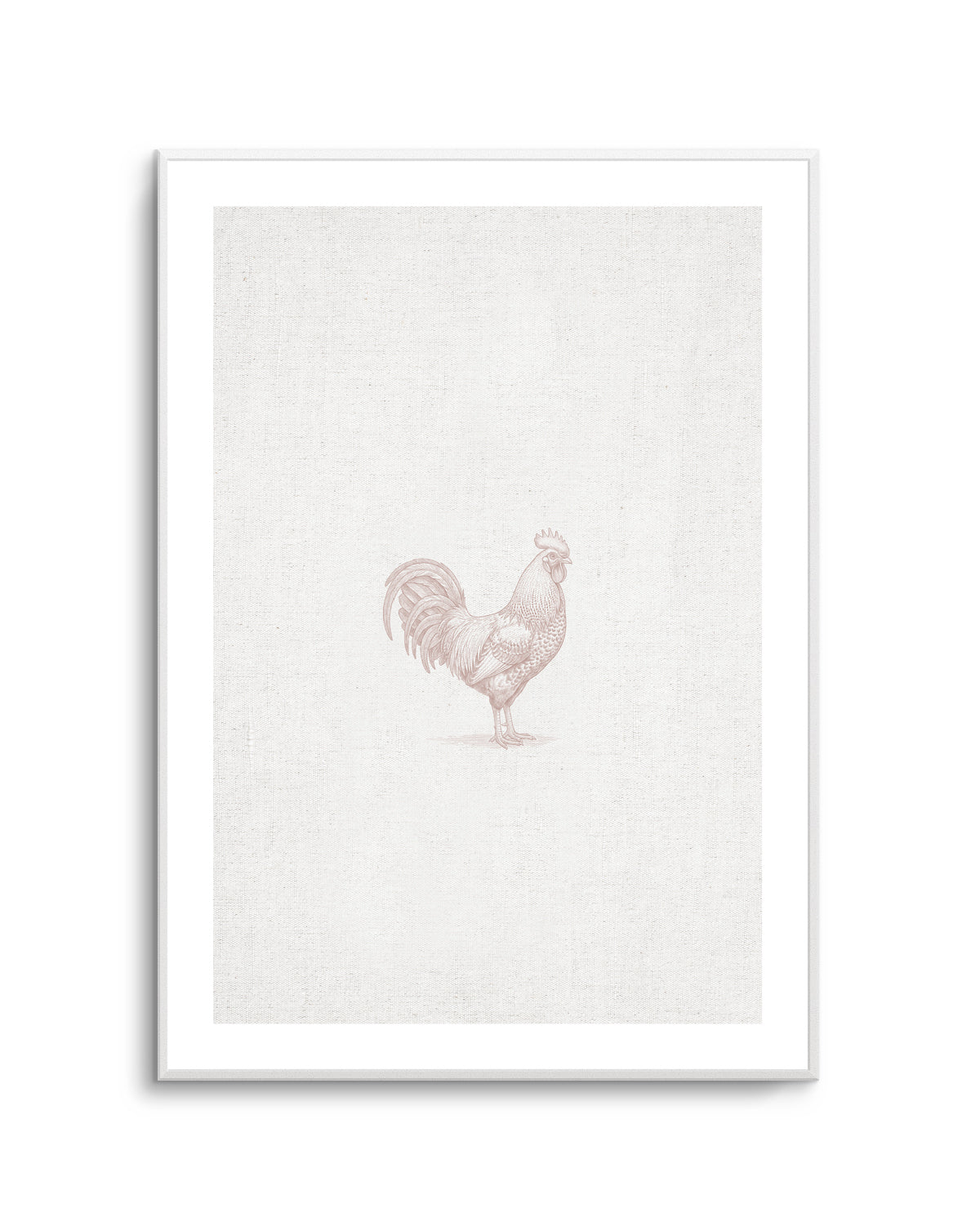 Vintage Rooster Farm Animal on Linen | Art Print