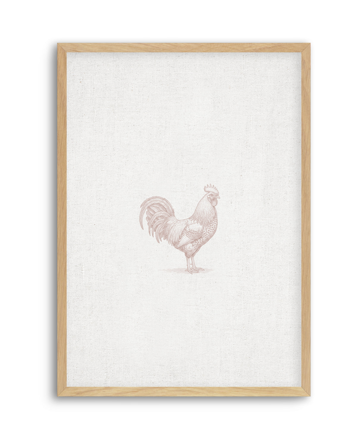 Vintage Rooster Farm Animal on Linen | Art Print