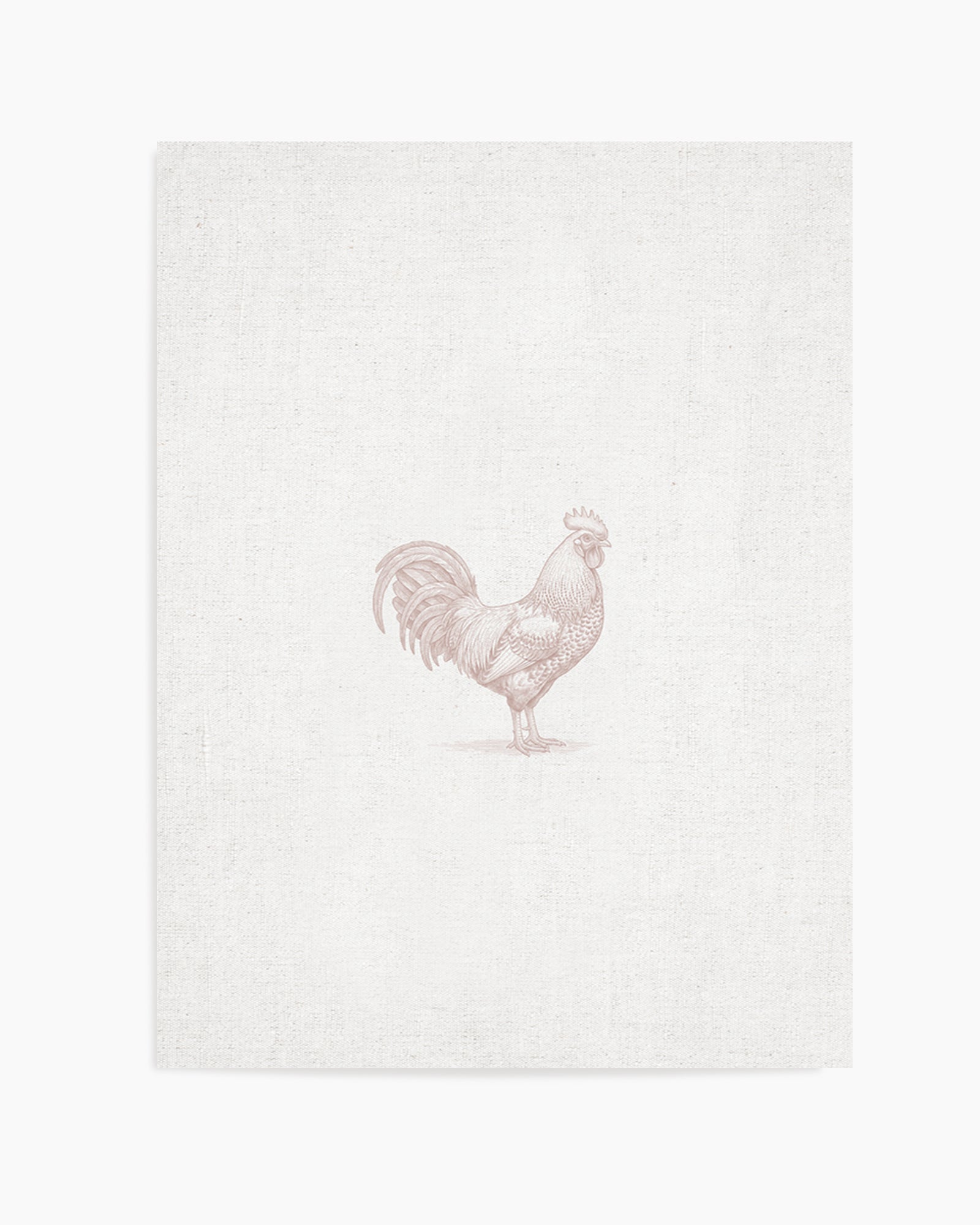 Vintage Rooster Farm Animal on Linen | Art Print