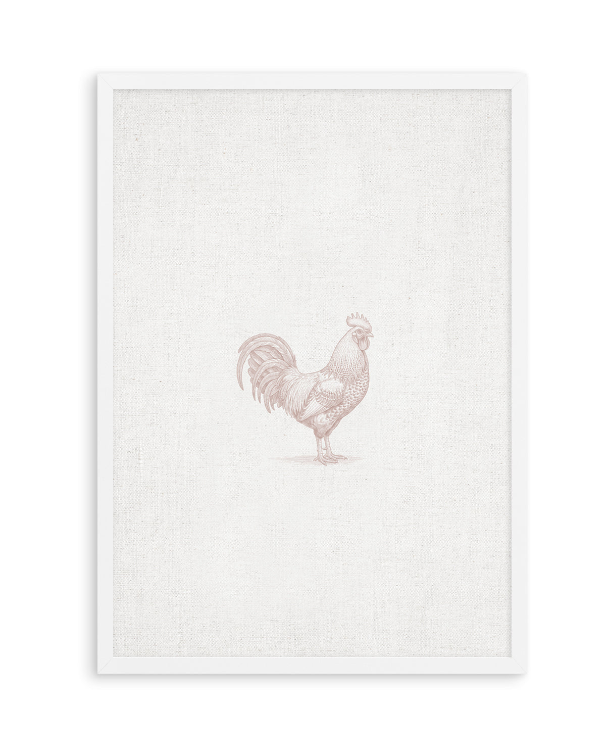 Vintage Rooster Farm Animal on Linen | Art Print