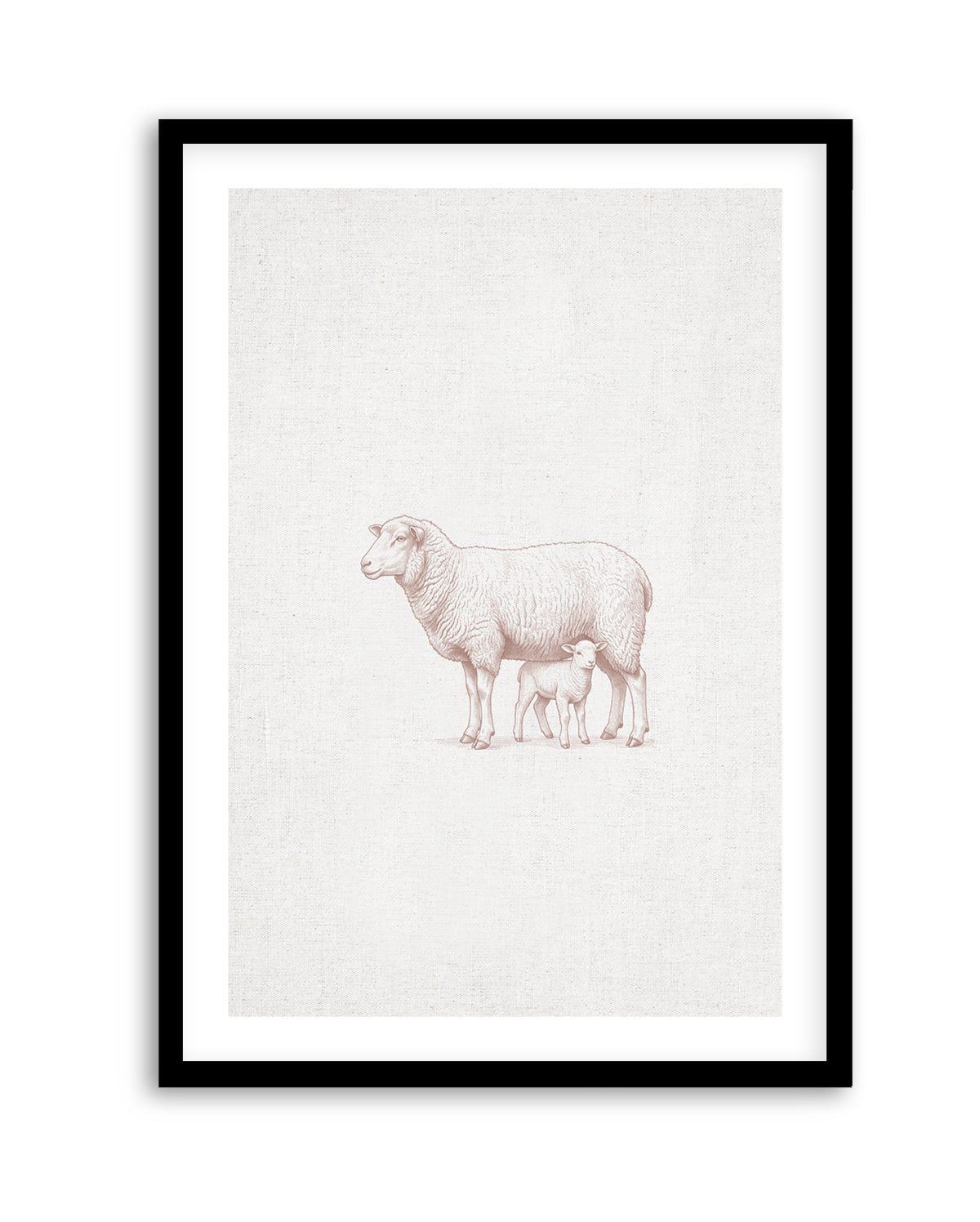 Vintage Sheep Farm Animals on Linen | Art Print