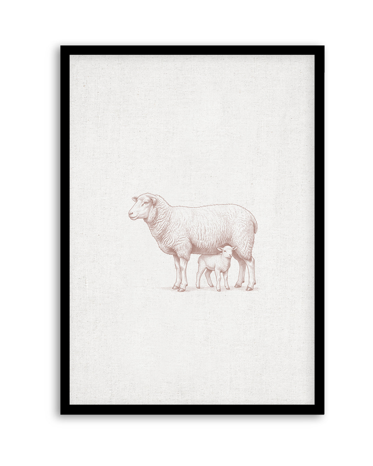 Vintage Sheep Farm Animals on Linen | Art Print