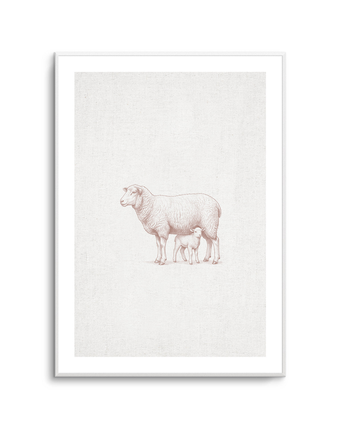 Vintage Sheep Farm Animals on Linen | Art Print