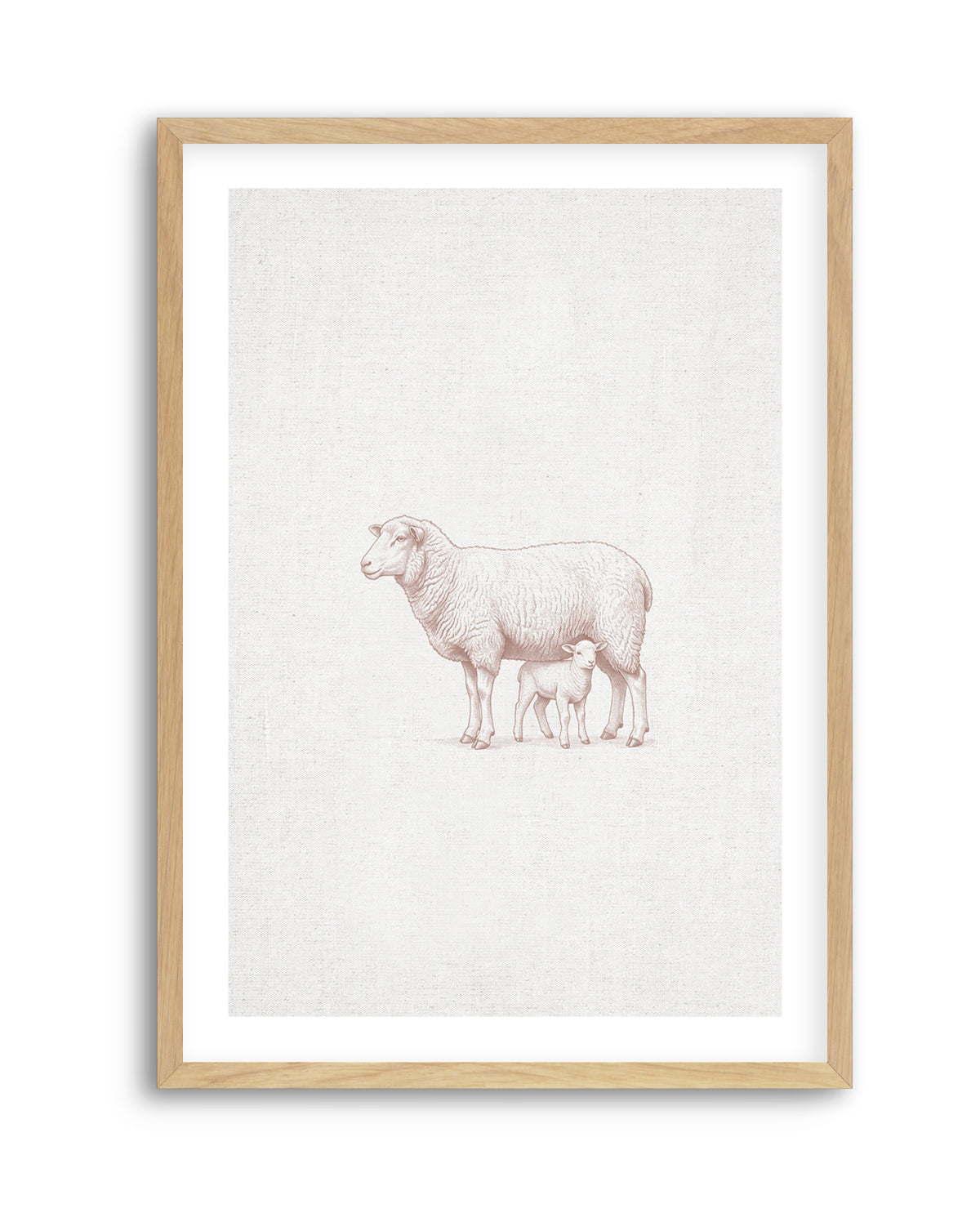 Vintage Sheep Farm Animals on Linen | Art Print