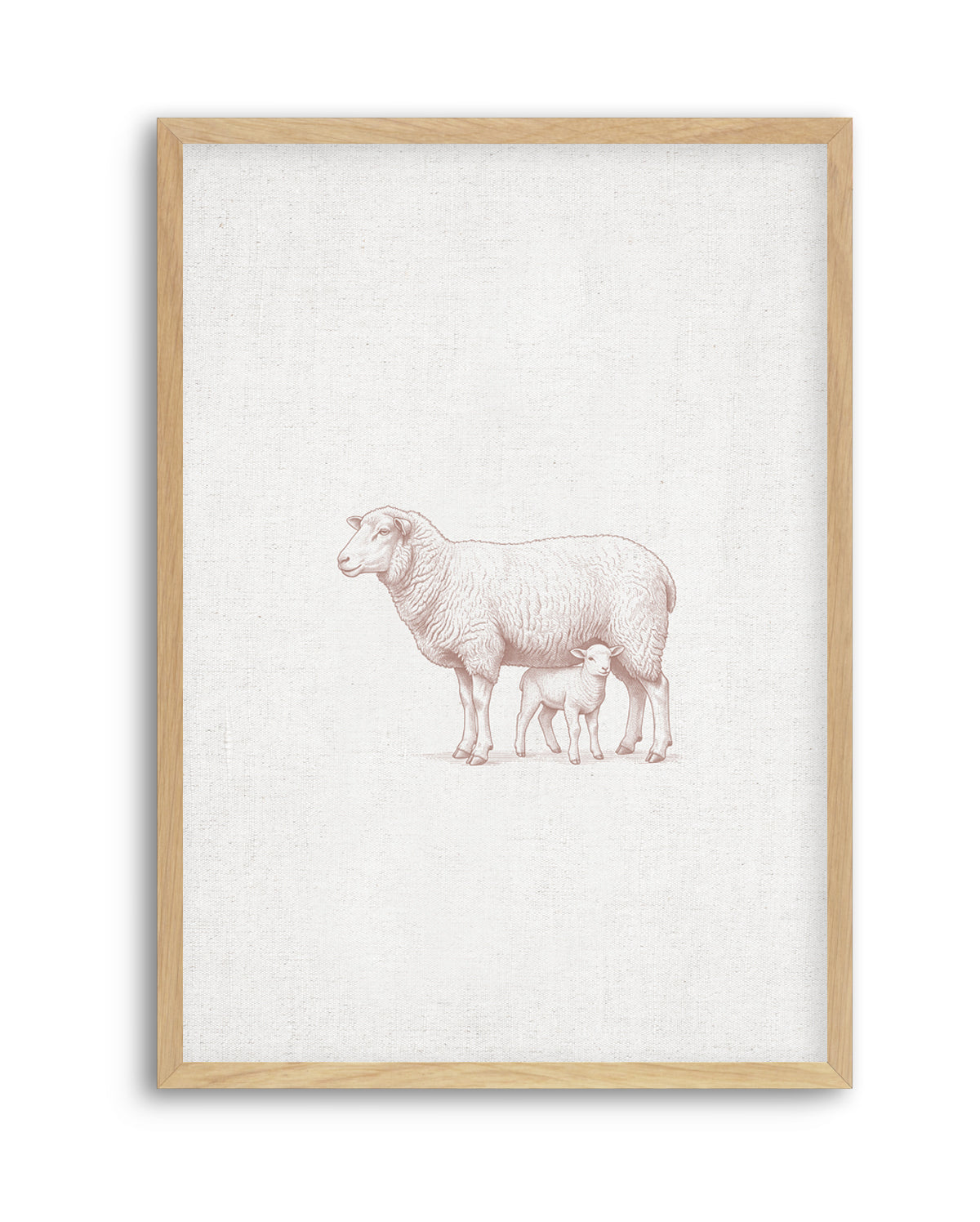 Vintage Sheep Farm Animals on Linen | Art Print