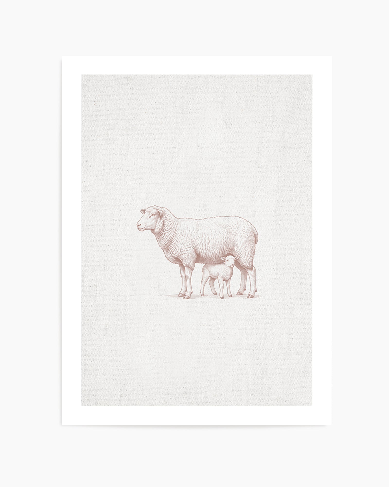 Vintage Sheep Farm Animals on Linen | Art Print