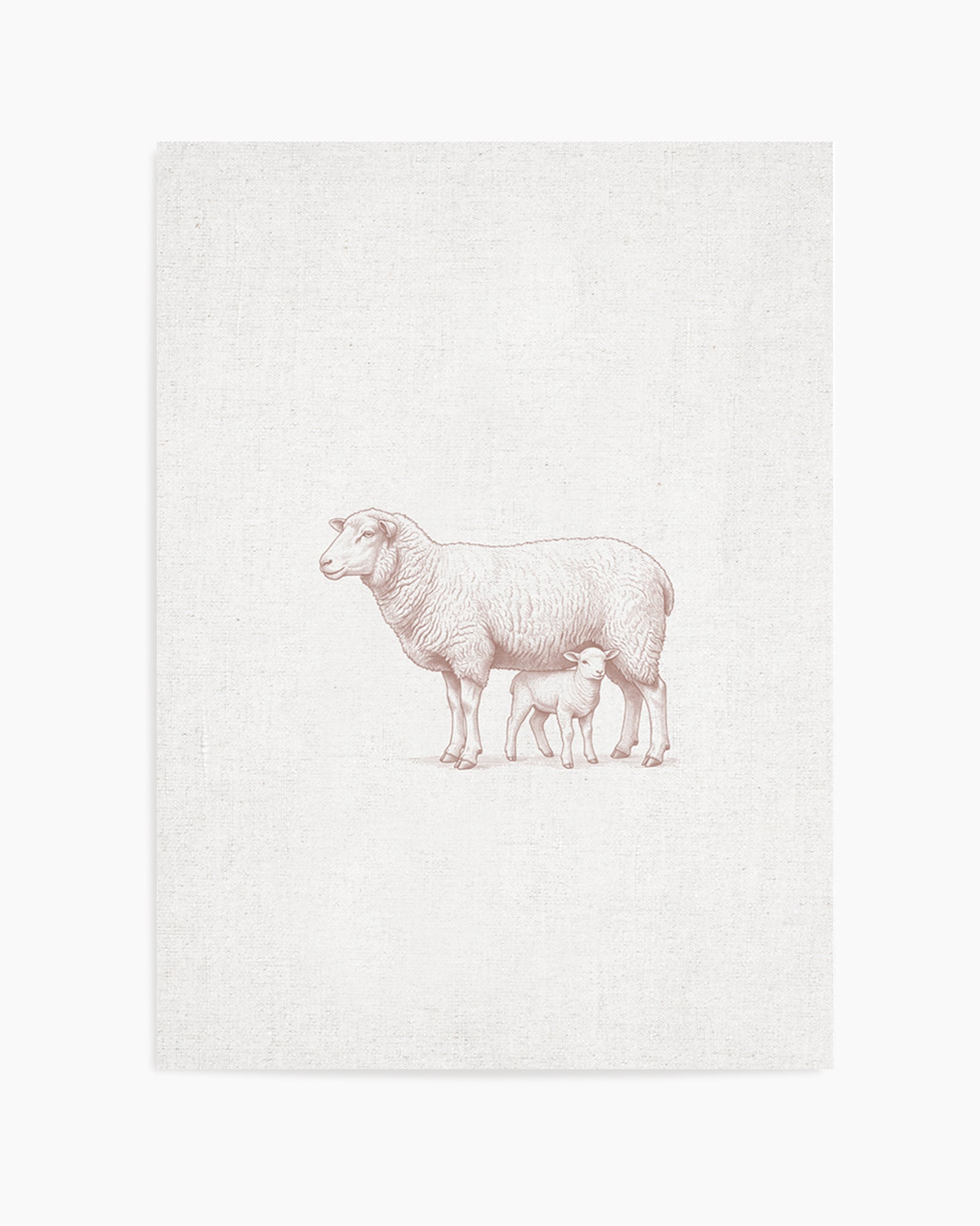 Vintage Sheep Farm Animals on Linen | Art Print