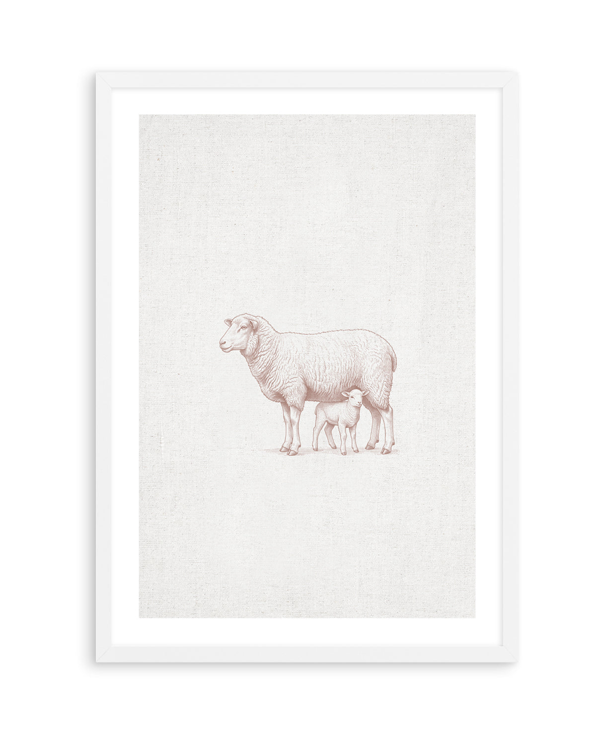 Vintage Sheep Farm Animals on Linen | Art Print