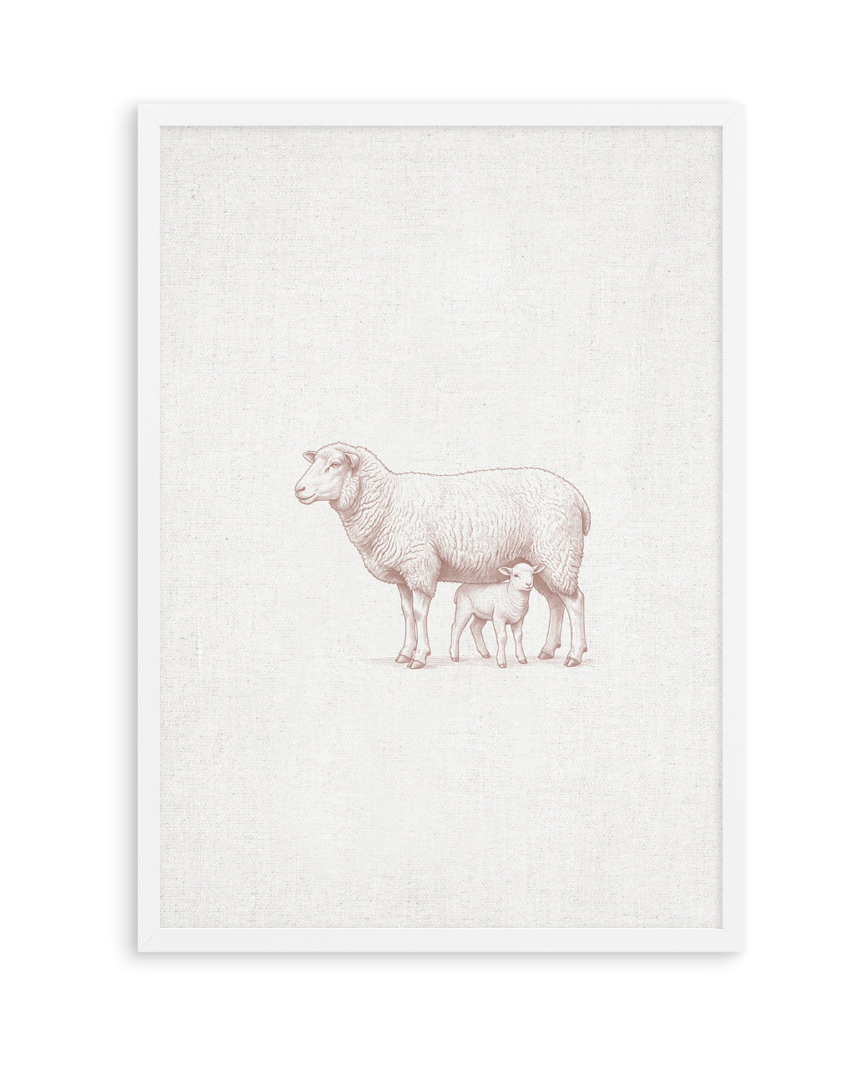 Vintage Sheep Farm Animals on Linen | Art Print
