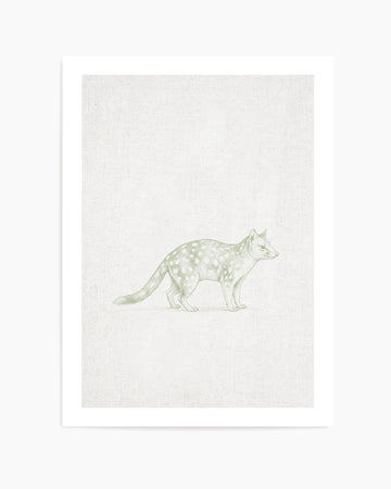 Vintage Spotted Quoll Australian Animals on Linen | Art Print