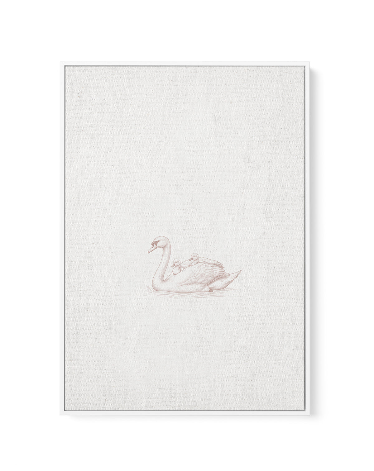Vintage Swans Farm Animals on Linen | Framed Canvas Art Print
