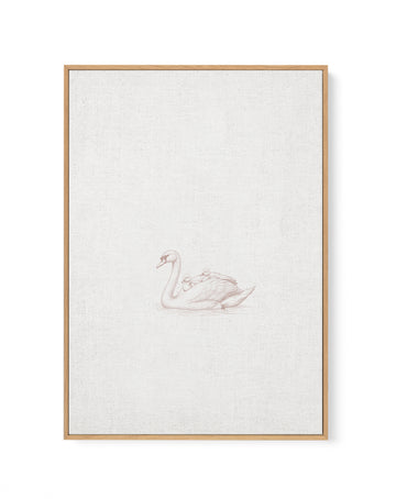 Vintage Swans Farm Animals on Linen | Framed Canvas Art Print