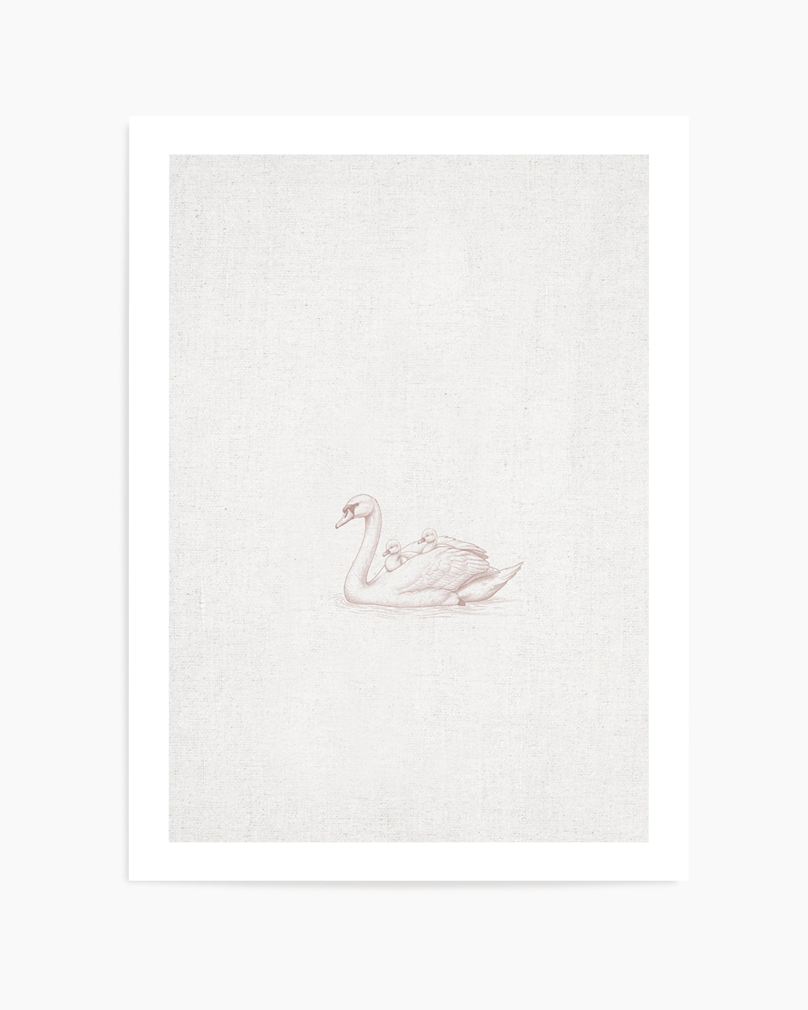 Vintage Swans Farm Animals on Linen | Art Print