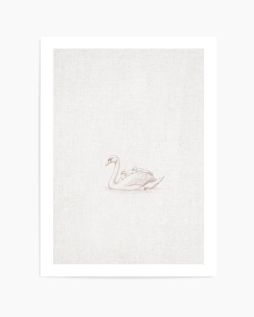 Vintage Swans Farm Animals on Linen | Art Print