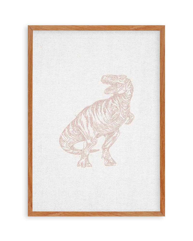 Vintage T-Rex on Linen | Customise Me! Art Print